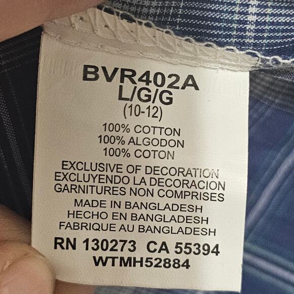 Wrangler Retro Boys Blue Plaid Snap Down Shirt NWT Sz L (10/12) Cowboy Western - Picture 9 of 9